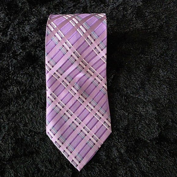 Versailles by Piattelli Other - Versailles by Piattelli Men's 100%‎ Silk Hand Made Plaid Tie Lavender Business